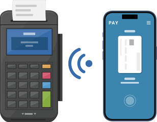 스마트폰을 이용한 결제 시스템을 표현한 일러스트