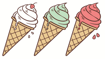 6 pcs ice cream varian isolated on white background