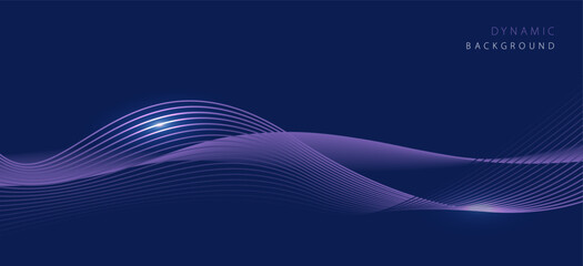 Abstract dynamic wave lines on dark purple background
