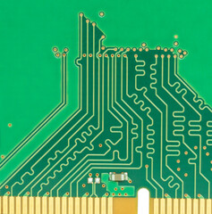Macro photo of the back side of computer ram