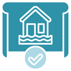 Crisis Plan dual tone blue color, mini illustration icon. use for modern concept, print, UI, UX kit, web and app development. Vector related to risk management, business, finance.