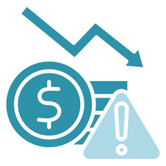Financial Risk dual tone blue color, mini illustration icon. use for modern concept, print, UI, UX kit, web and app development. Vector related to risk management, business, finance.