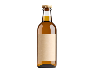 Amber liquid in a clear glass bottle