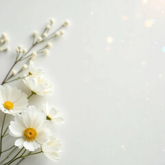 bouquet of white flowers with writing space