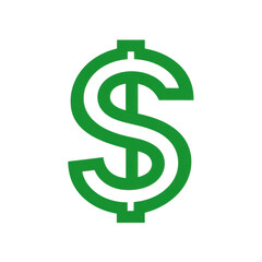 Obraz premium Bold Green Dollar Sign Icon on Black Background
