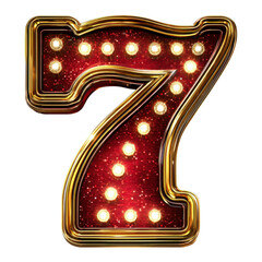 Lucky Seven: Illuminated Jackpot Symbol on a white background.