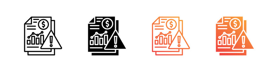 Financial Risk Multiple Style Icon Set Vector 