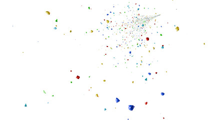 大量に噴出するカラフルな粒子