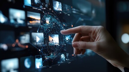 Media nexus - streaming revolution, online interaction, social engagement, content broadcasting, global outreach, digital communication, entertainment technology, platform evolution.