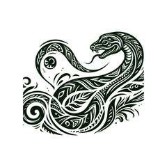 Fototapeta premium Abstract snake curve tribal design in green