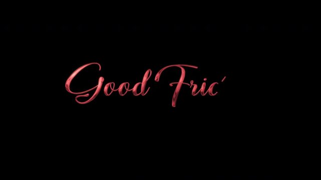 Red cursive text saying Good Friday suitable for social media posts, website banners, Easter holiday promotions, religious events, and church announcements.