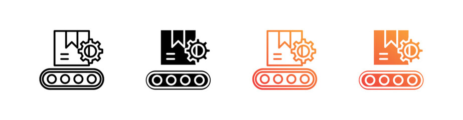 Production Multiple Style Icon Set Vector 