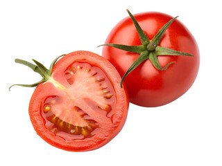 Sliced tomatoes isolated on transparent background