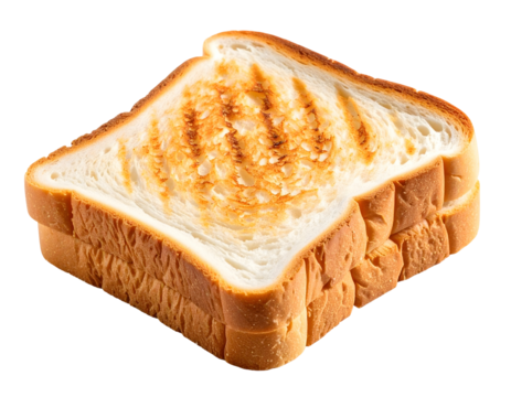 Two slices of toast isolated closeup