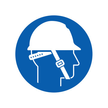 mandatory safety signs icon_wear head protection round shapes