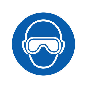 mandatory safety signs icon_wear safety glasses round shapes