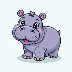 Cute Hippo Kawaii Zoo Vector Image