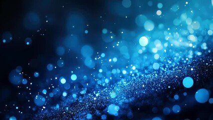 abstract shiny blue glitter particles bokeh background creating a light wave - Powered by Adobe
