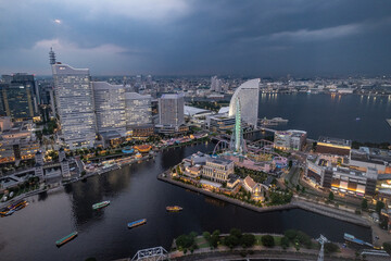 日本の神奈川県横浜市みなとみらいの夜景