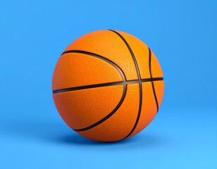 Obraz premium Orange Basketball on Blue Background
