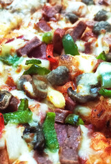 Close-up of Freshly Baked Pizza with Toppings