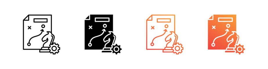 Strategy Multiple Style Icon Set Vector 