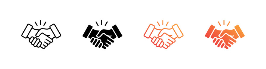 Partnership Multiple Style Icon Set Vector 