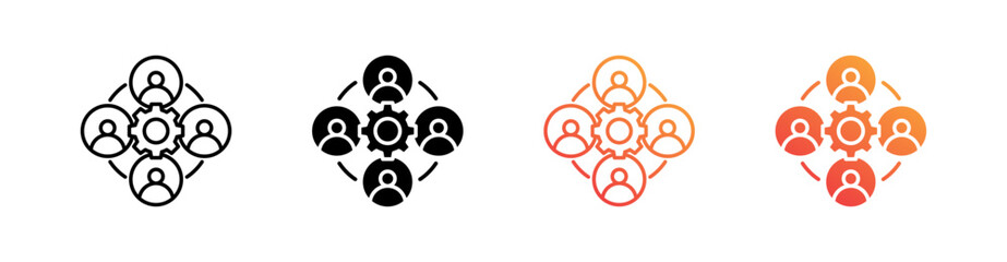 Community Multiple Style Icon Set Vector 