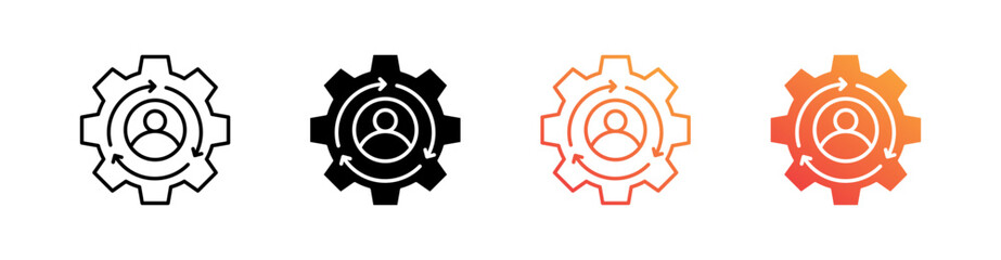 Human Resource Management Multiple Style Icon Set Vector 