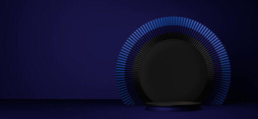 Elegant Blue Radial Lights Illuminate Dark Space