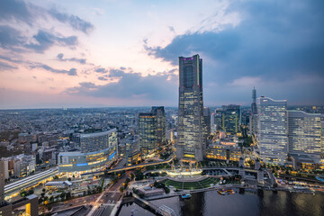 日本の神奈川県横浜市みなとみらいの夜景