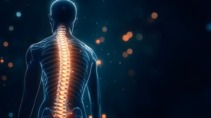 Human anatomy spinal column vertebrae back view