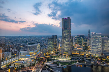日本の神奈川県横浜市みなとみらいの夜景