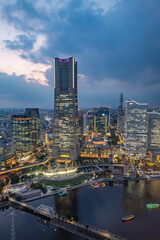 Obraz premium 日本の神奈川県横浜市みなとみらいの夜景