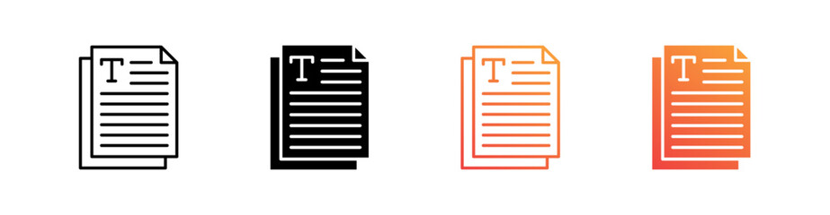 Text Multiple Style Icon Set Vector 