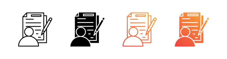 Copywriter Multiple Style Icon Set Vector 