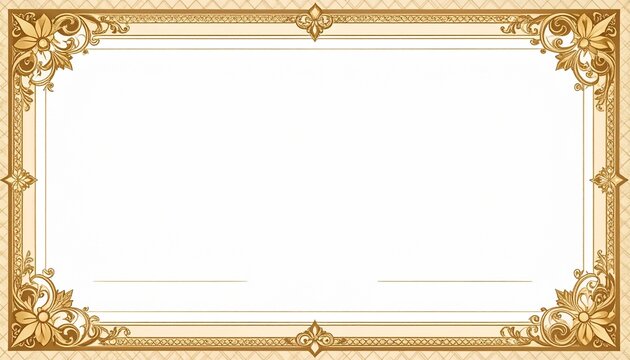 Elegant Golden Frame Certificate Template Printable Award Border Design