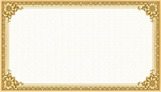 Elegant Golden Frame with Ornate Floral Corners Perfect for Certificates, Invitations, and More