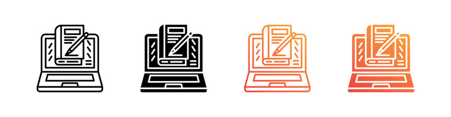 Content Writing Multiple Style Icon Set Vector 