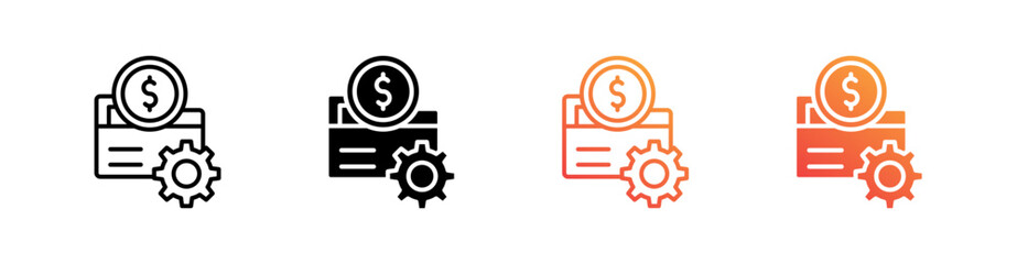 Saving Multiple Style Icon Set Vector 
