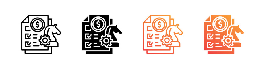 Financial Plan Multiple Style Icon Set Vector 