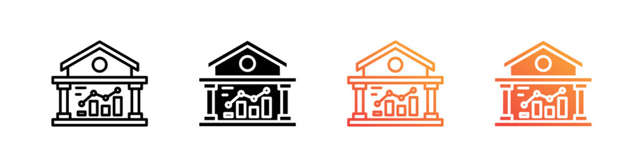Stock Exchange Multiple Style Icon Set Vector 