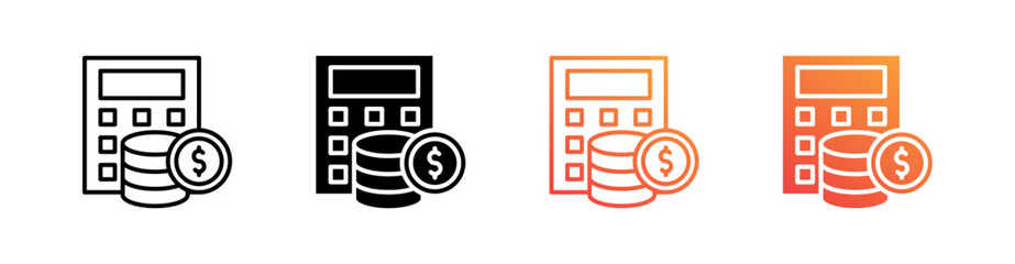 Budgeting Multiple Style Icon Set Vector 