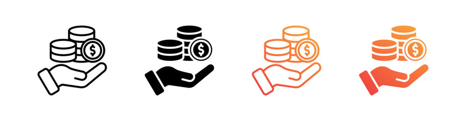 Capital Multiple Style Icon Set Vector 