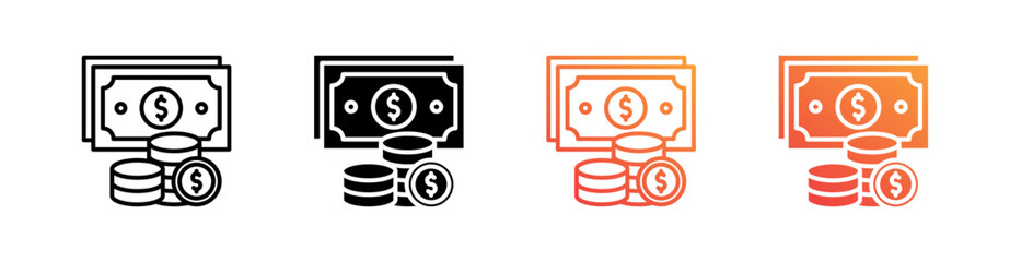 Income Multiple Style Icon Set Vector 