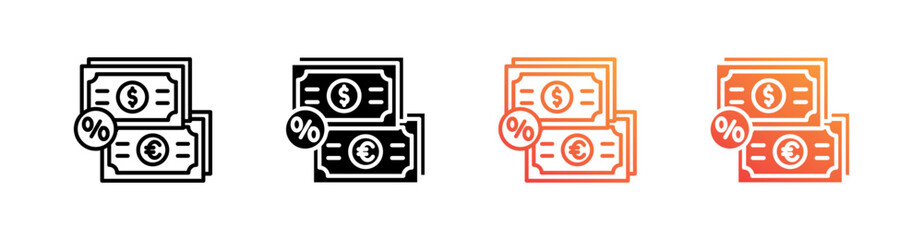 Mutual Funds Multiple Style Icon Set Vector 