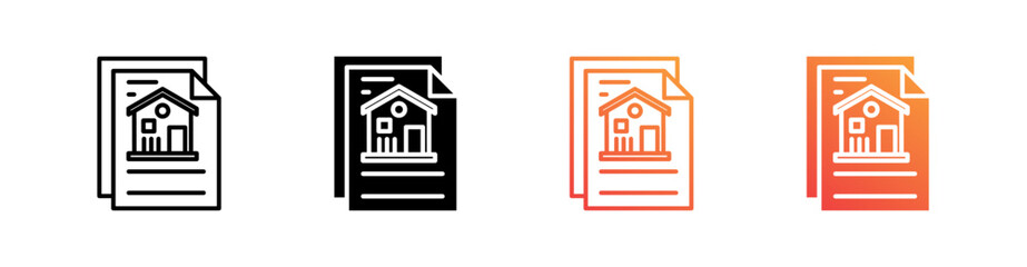 Mortgage Document Multiple Style Icon Set Vector 