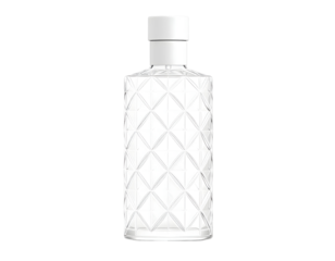 Elegant glass bottle on black background