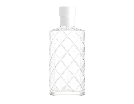 Elegant glass bottle on black background - Powered by Adobe