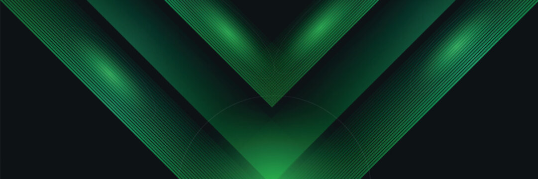3D green techno abstract background overlap layer on dark space with glowing lines shape decoration. Modern graphic design element future style concept for banner, flyer, card, or brochure cover